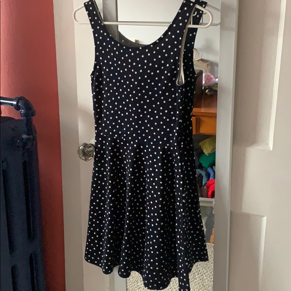 Divided navy polka dot dress